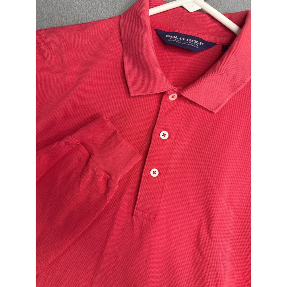 Polo Golf Ralph Lauren Polo Mens M Red Long Sleeve Pima Cotton Pique Solid